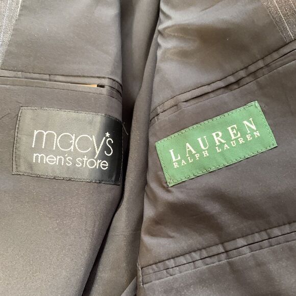 Lauren Ralph Lauren Mens 46L Blazer Jacket Gray Pinstriped 2 Button - Picture 7 of 13
